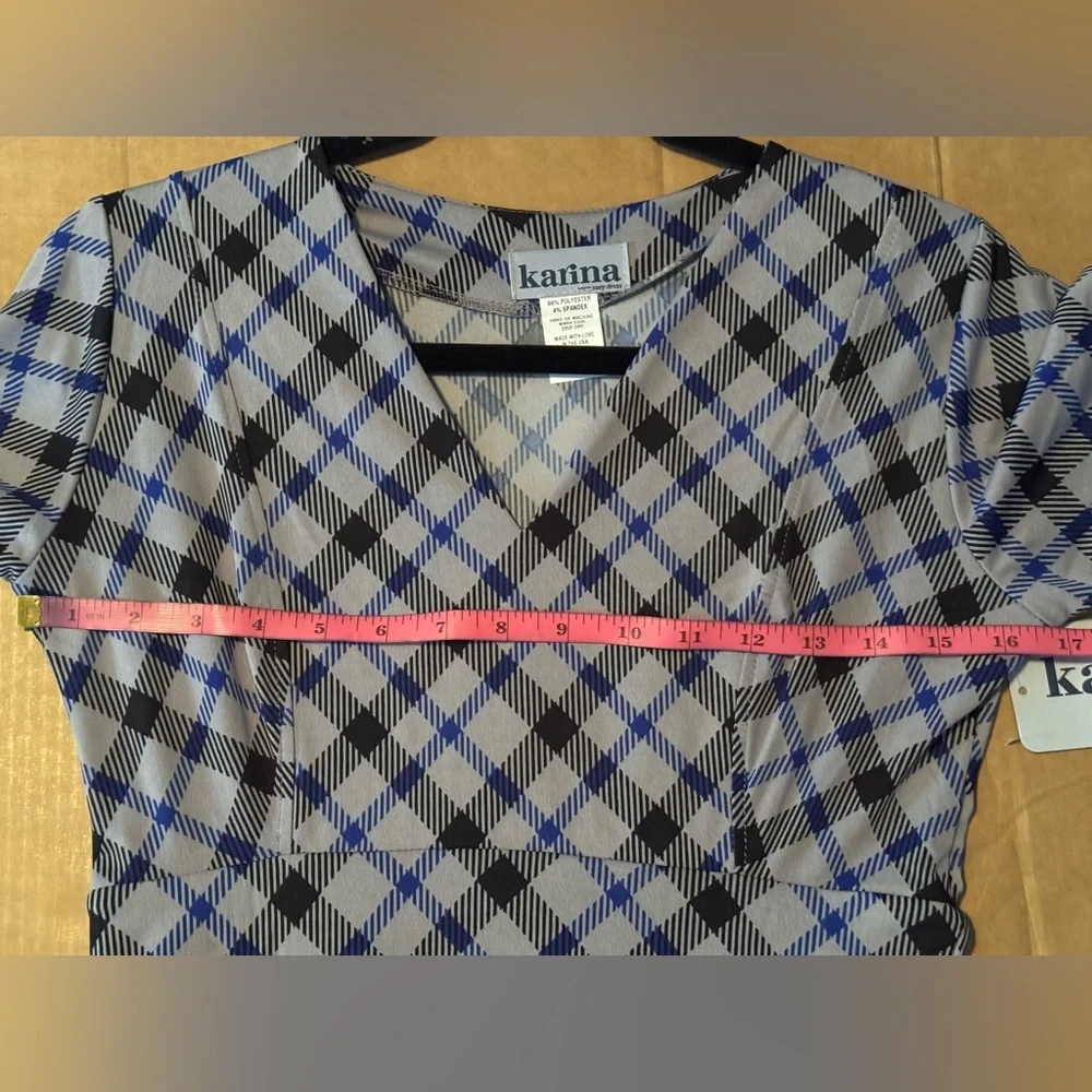 Karina Cece Dress - Navy & Gray Plaid with Pockets - Picture 11 of 14